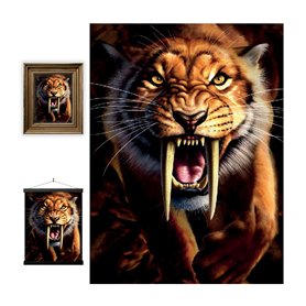 3D LiveLife Affiche murales lenticulaires Tigre à dents de Sabre de Deluxebase. Poster tigre 3D sans cadre. Décoration murale pa