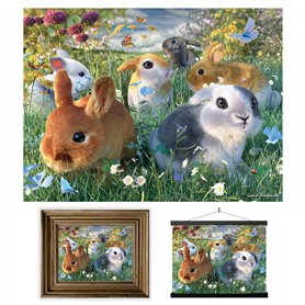 3D LiveLife Affiche Murales Lenticulaires Lapins de Deluxebase. Poster Lapin 3D sans Cadre. Décoration Murale Parfaite. Oeuvre O