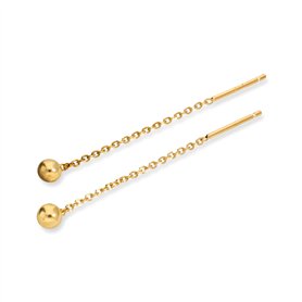 Boucles d'Oreilles Chainettes et Boules 4mm en Argent Plaqué Or Jaune