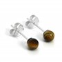 Boucles d'Oreilles en Argent 925/1000 et Œil de Tigre 4mm