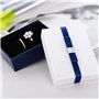 TRIXES 6x Boîte à bijoux - Boîtes-cadeaux en carton avec couvercles - Bleu foncé et blanc perle - Intérieur en mousse - pour Bou