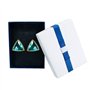TRIXES 6x Boîte à bijoux - Boîtes-cadeaux en carton avec couvercles - Bleu foncé et blanc perle - Intérieur en mousse - pour Bou