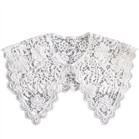 TRIXES Collier en Dentelle Ivoire - Collier Floral - Collier détachable Accessoire d'applique brodé - Accessoire de déguisement