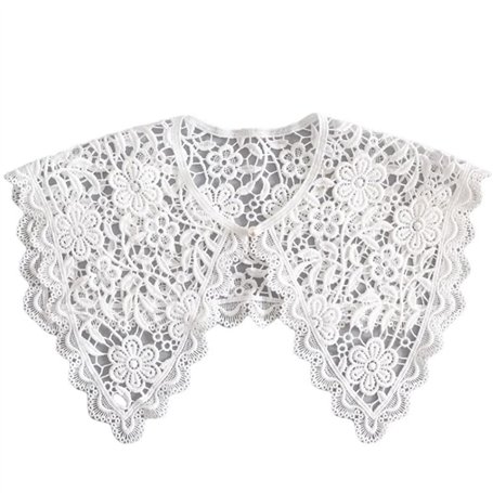 TRIXES Collier en Dentelle Ivoire - Collier Floral - Collier détachable Accessoire d'applique brodé - Accessoire de déguisement