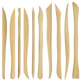 Kurtzy Outils Sculpture Argile en Bois (10 Pièces) - 14