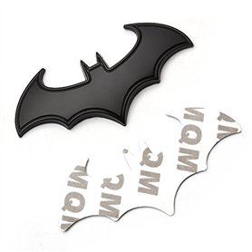 SKS Distribution® Emblème 3D Noir en Acier Inoxydable Chauve-Souris Batman pour Voiture.