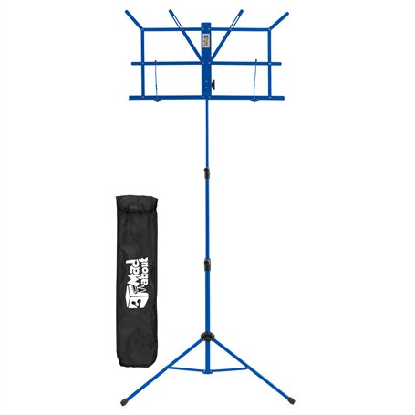 Mad About MA-MS04 Stand de musique pliable - Support de partitions portable et facile à plier avec sac de transport - Bleu
