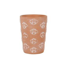 something different DP_09431 Pot de Fleurs en Terre Cuite Motif Abeille Rouge Taille L 16 x 11 x 11