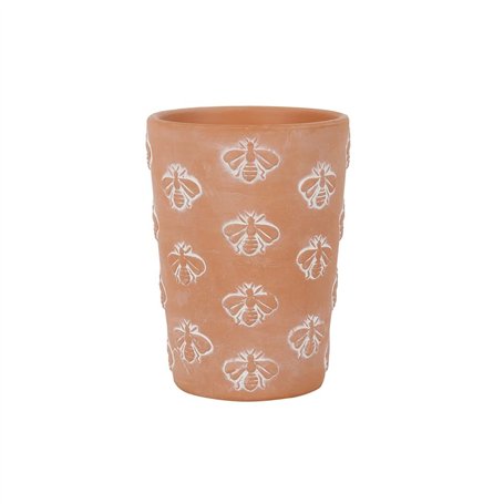something different DP_09431 Pot de Fleurs en Terre Cuite Motif Abeille Rouge Taille L 16 x 11 x 11