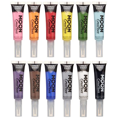 Moon Creations Tubes de peinture pour le visage et le corps avec pinceau applicateur | Prêt à l'emploi | Sans cruauté | Peinture