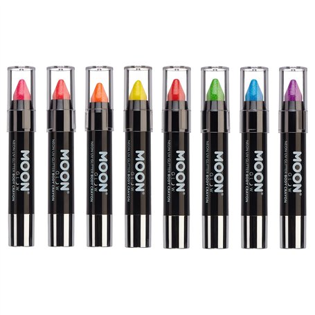 Moon Glow Neon UV Glitter Bâton de peinture pour le visage/crayon de maquillage pour le visage et le corps – Brille brillamment