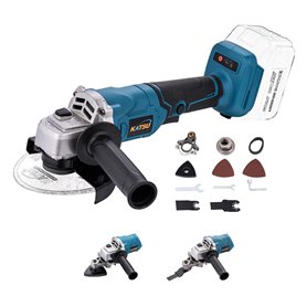 KATSU FIT-BAT 21V Meuleuse d'Angle sans Fil Brushless 115mm 125mm Moteur sans Balais avec Kits d'Accessoires Multi-outils Oscill