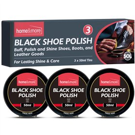SOL Lot de 3 boîtes de cirage pour chaussures en cuir noir
