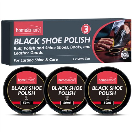 SOL Lot de 3 boîtes de cirage pour chaussures en cuir noir
