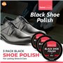 SOL Lot de 3 boîtes de cirage pour chaussures en cuir noir, 150 ml au total – Cire d'abeille et cire de carnauba pour protéger e