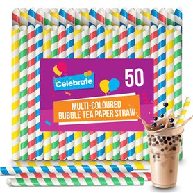 Lot de 50 pailles à thé colorées à bulles de 21 cm