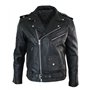 Infinity Leather Blouson Homme Cuir épais véritable Style Brando Biker Fermeture éclair Diagonale
