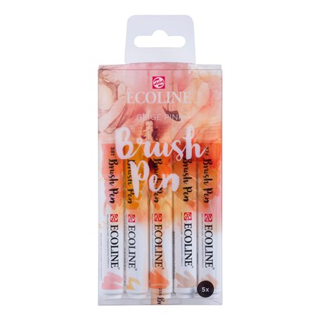 ROYAL TALENS Ecoline Brush Pen Set de 5 marqueurs pointe feutre - Teintes beige rose | Marqueurs à dégrader pour lettering