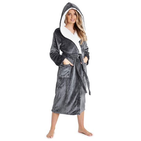 CityComfort Peignoir de bain en polaire douce pour femme - Robe de chambre - Gris - XL