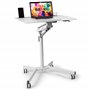 Duronic WPS57 Table de Travail Mobile Blanc | Support à roulettes pour PC ou projecteur | Support de Tablette et Porte gobelet |