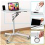 Duronic WPS57 Table de Travail Mobile Blanc | Support à roulettes pour PC ou projecteur | Support de Tablette et Porte gobelet |
