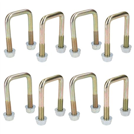 Lot de 8 boulons en U M10 40 mm x 70 mm pour remorques avec écrous haute résistance