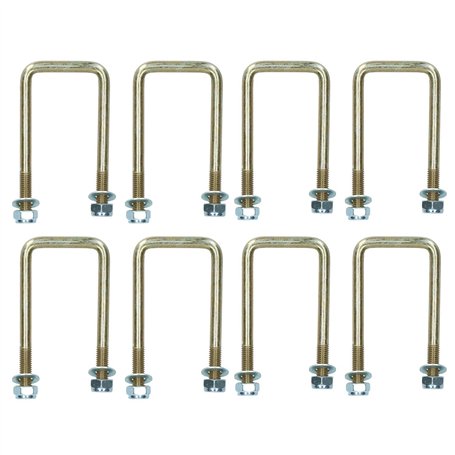 Lot de 8 boulons en U M10 50 mm x 100 mm pour remorques avec écrous haute résistance
