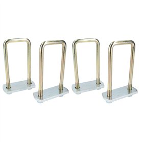 Lot de 4 boulons en U M10 50 mm x 130 mm avec plaques et écrous haute résistance
