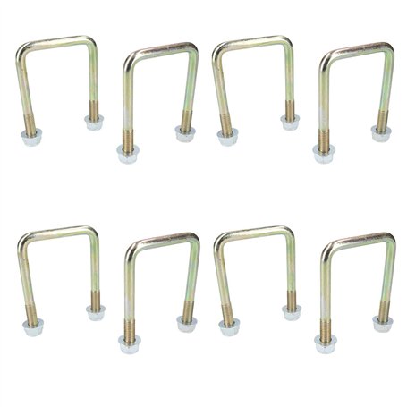 Lot de 8 boulons en U M10 60 mm x 90 mm pour remorques avec écrous haute résistance