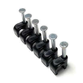 Lot de 100 clips de câble ronds noirs avec clous de fixation