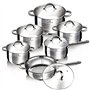 Gourmet 12/10 Pièces Argent Stainless Steel Non Bâton Batterie de Cuisine Pots Casseroles Cuisine Induction Set - 12 Pièces