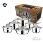 Gourmet 12/10 Pièces Argent Stainless Steel Non Bâton Batterie de Cuisine Pots Casseroles Cuisine Induction Set - 12 Pièces