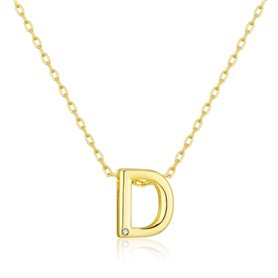 Philip Jones Collier plaqué or avec initiale lettre D créée avec des cristaux de zircon