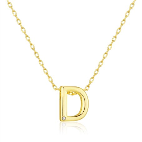 Philip Jones Collier plaqué or avec initiale lettre D créée avec des cristaux de zircon
