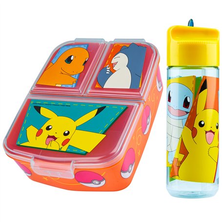 Pokémon Boite Repas avec Compartiments et Gourde Enfant - Idéal pour École et Sortie