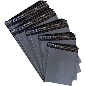 HTUK Lot de 50 sacs postaux en plastique avec fermeture auto-adhésive pour emballage postal - 5 tailles - Gris