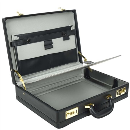 Divergent Retail DR657 Mallette en cuir extensible avec serrure à combinaison pour homme Noir