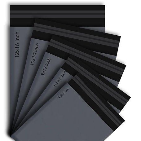 PACKY | 125 sacs postaux gris mélangés | 5 tailles 25 de chaque petit à grand