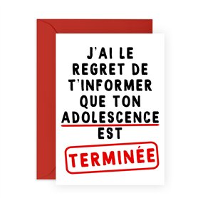 Central 23 Carte Anniversaire Amusante Pour Fille Ou Fils – ADOLESCENCE EST TERMINÉE – Carte D'Anniversaire 20e Anniversaire Pou
