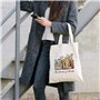 Litinliv Sac en Tissu Imprimé, Sac Shopper Lavable et Réutilisable pour Femmes, Sac de Courses Pliable DIY à Poignées Solides po