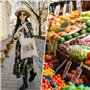 Litinliv Sac en Tissu Imprimé, Sac Shopper Lavable et Réutilisable pour Femmes, Sac de Courses Pliable DIY à Poignées Solides po