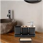Volumoon Set de 5 pièces pour Salle de Bain en Bambou,Set de Salle de Bain avec Porte-Brosse à Dents, Distributeur de Savon, Por