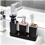 Volumoon Set de 5 pièces pour Salle de Bain en Bambou,Set de Salle de Bain avec Porte-Brosse à Dents, Distributeur de Savon, Por