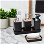 Volumoon Set de 5 pièces pour Salle de Bain en Bambou,Set de Salle de Bain avec Porte-Brosse à Dents, Distributeur de Savon, Por