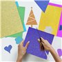 PB TECH – Papier cartonné pailleté – 30 x 30 cm, 12 couleurs, 12 feuilles de papier cartonné de 250 g/m² pour travaux manuels, p