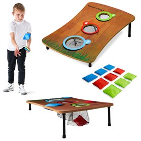 KreativeKraft Jeu de Lancer de Sac avec Table en Bois Jeu Cornhole Intérieur Extérieur Enfant Adulte et Famille Jardin Fêtes Cam