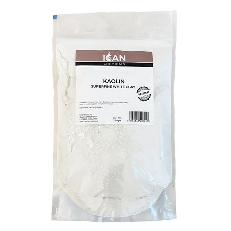 Ican London Kaolin Poudre d'argile blanche superfine 250 g pour fabrication de savon