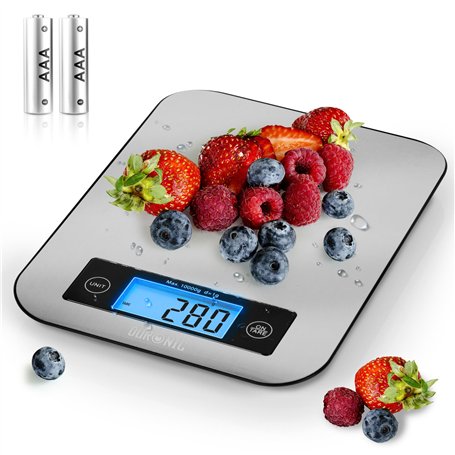 Duronic KS1007 Balance de Cuisine d'une capacité de 10 kg | Précision à 1 g | Fonction d'ajout de poids TARE | Large écran rétro