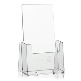 Présentoir à flyers DIN long stable de la marque taymar en tant que présentoir de table transparent"trifold" pour flyers DL et c