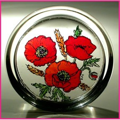 HENSITA Presse-Papier décoratif en Verre teinté à la Main Motif Coquelicots
